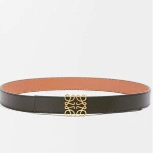 Loewe Reversible Black & Beige Women's Belt In Smooth Calfskin (Size 80)